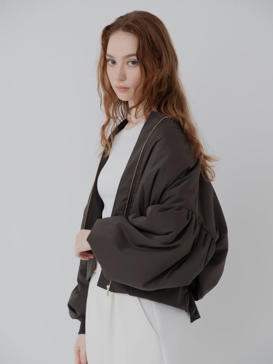 パデットブルゾン brown ボリュームのある袖