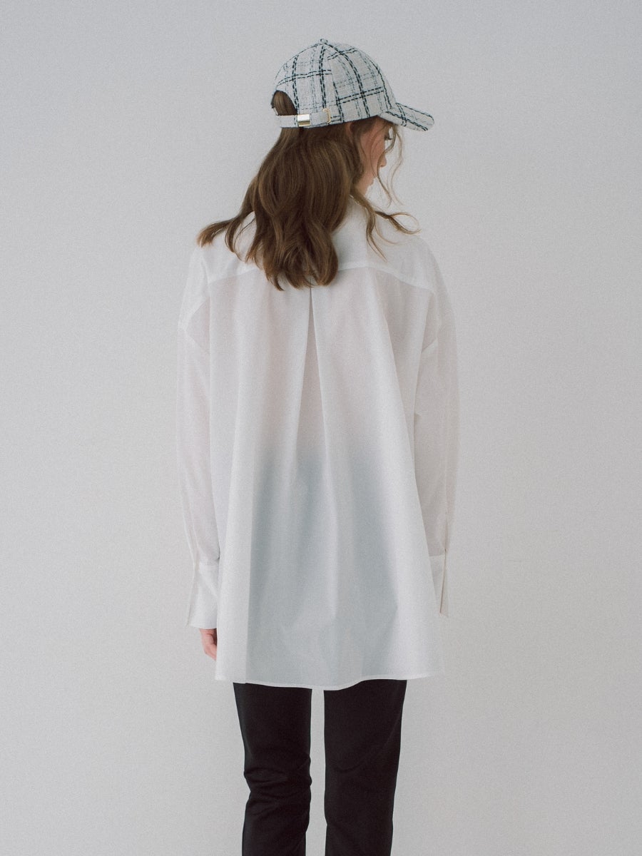 collarless oversized shirt white