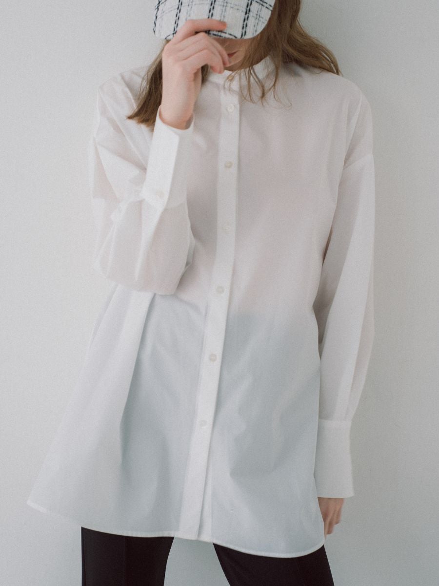 collarless oversized shirt white