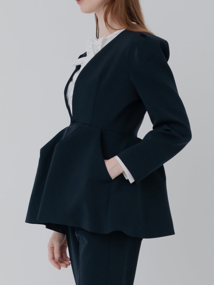 フルールジャケット navy ウエストまわりのディテール