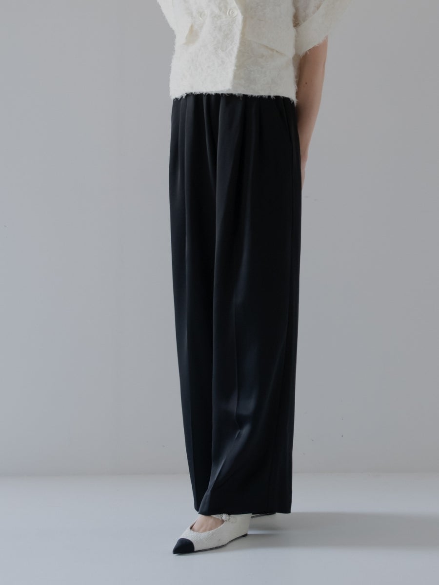 luxs pants black ダブルサテンの光沢