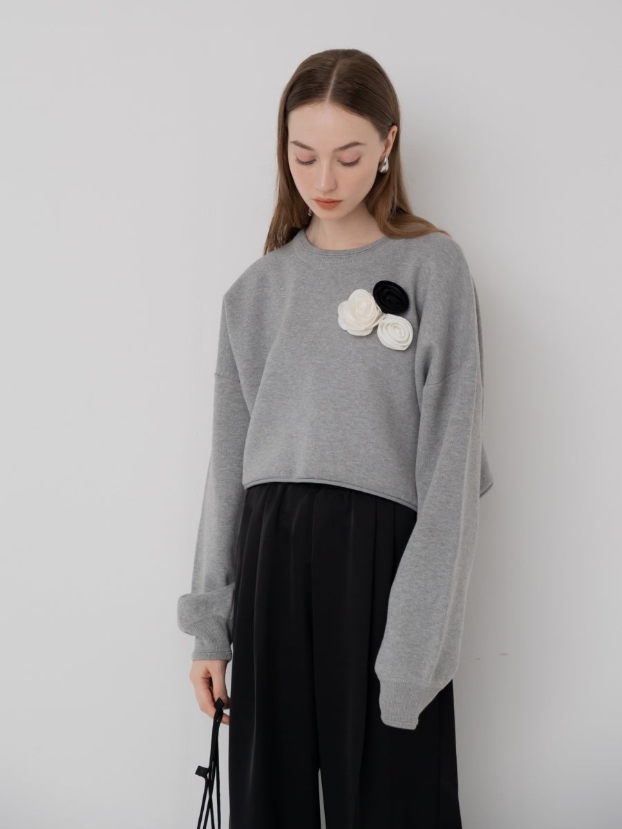 ロゼットニット gray
