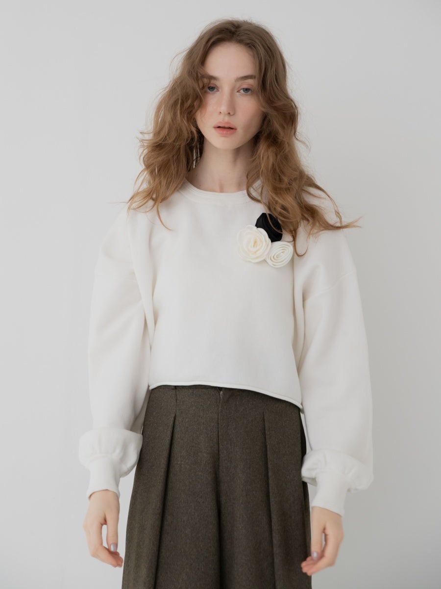 ロゼットニット white