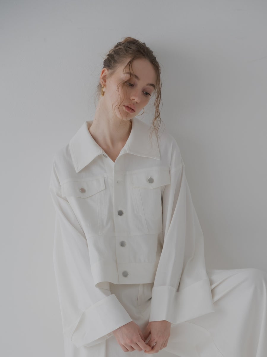 デニムペプラムシャツ white 