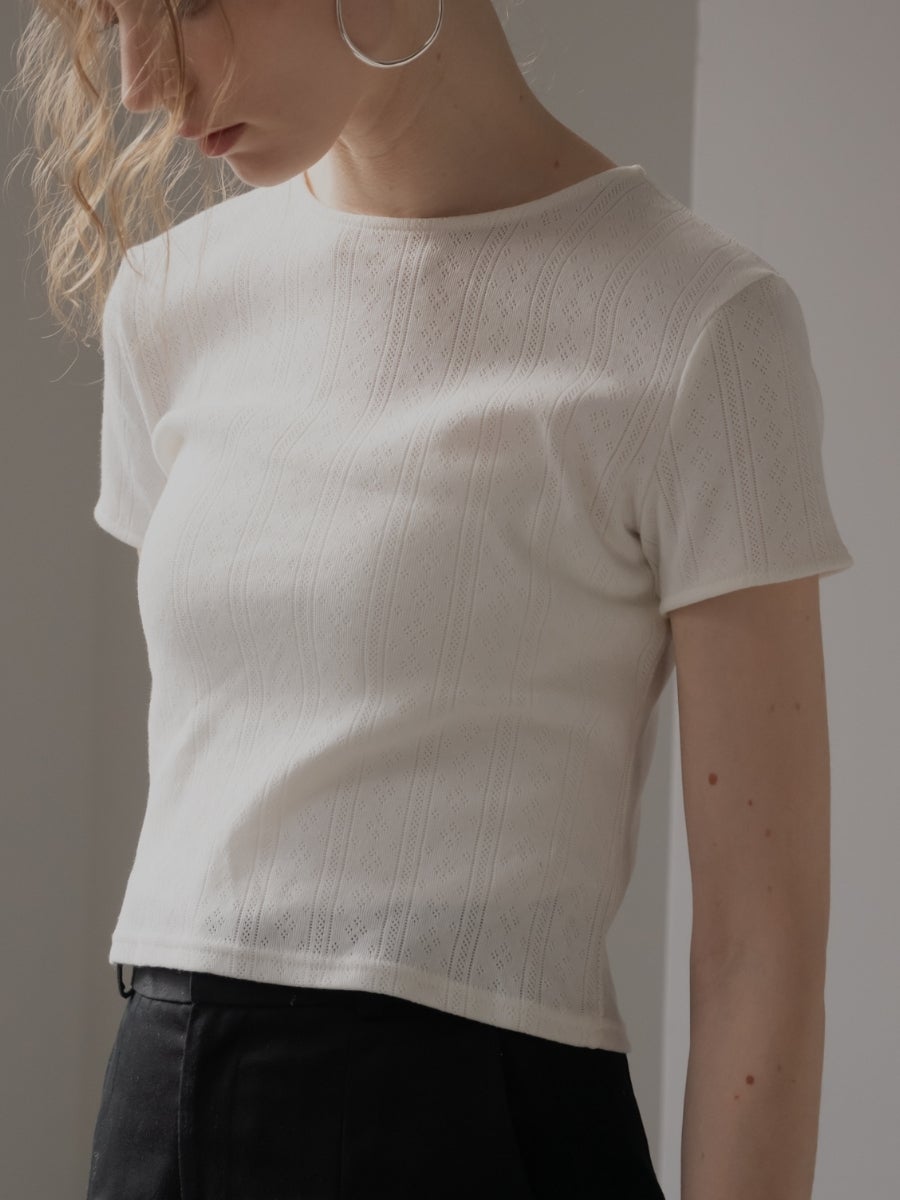 コットンTシャツ メッシュ柄