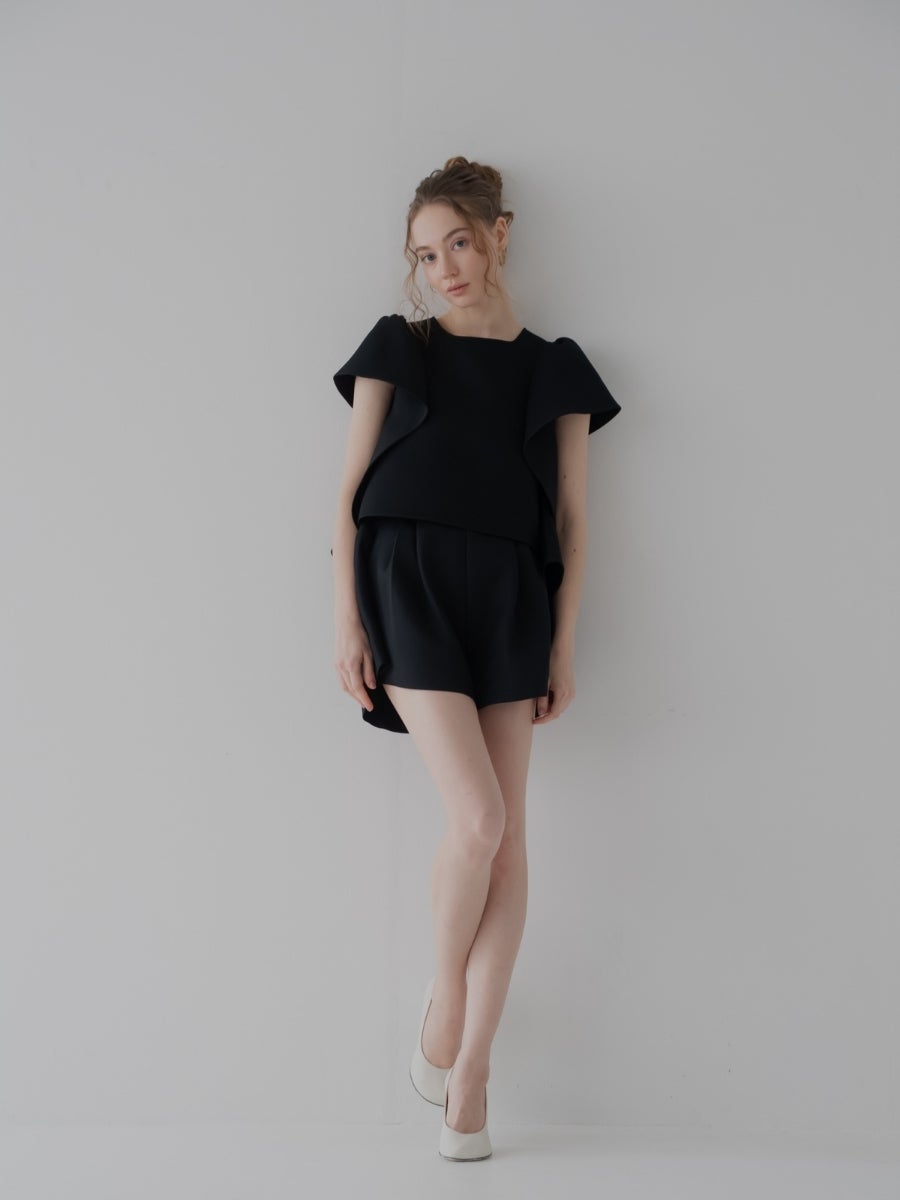 フロントタックショートパンツ black
