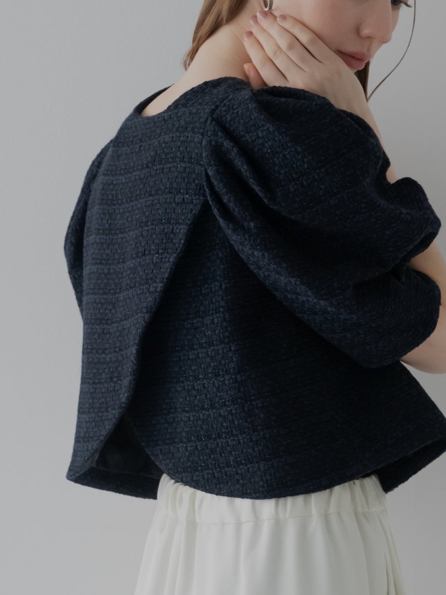2wayツイードジャケット navy 背面の打ち合わせディテール