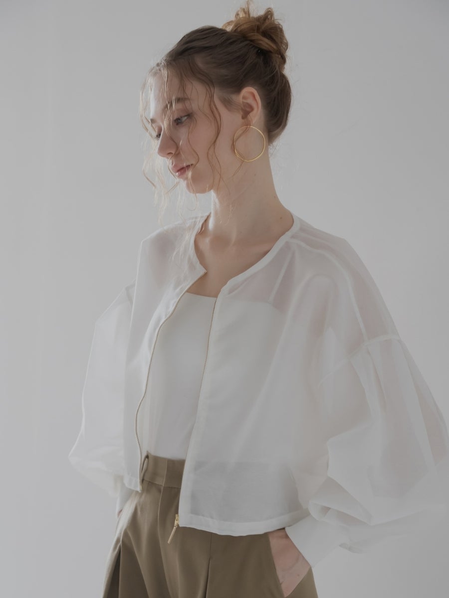 オーガンジーブルゾン white