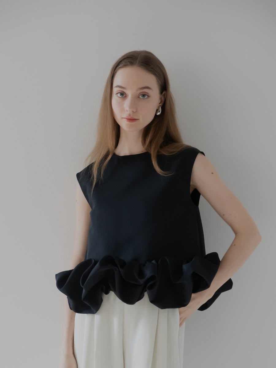 バルーンフリルトップス black