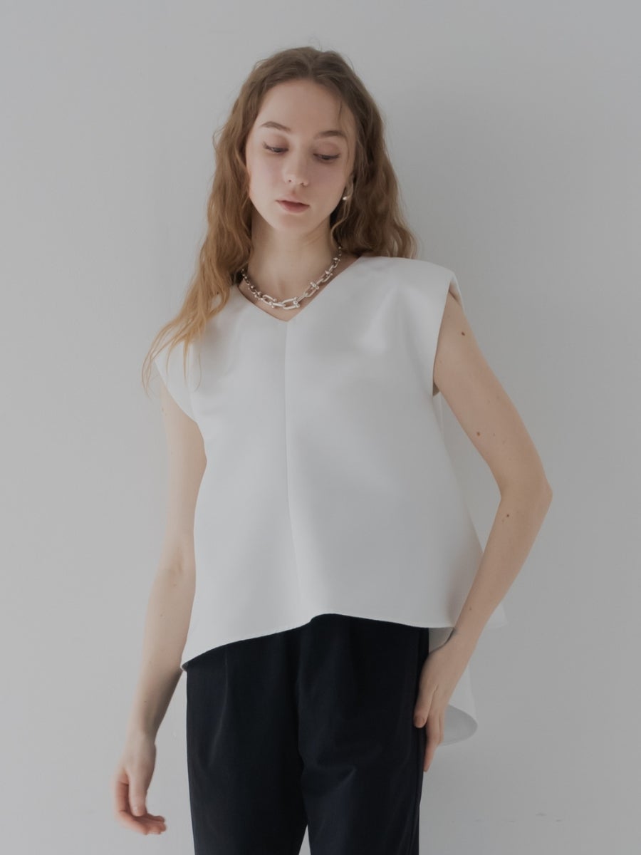 サテンノースリトップス white