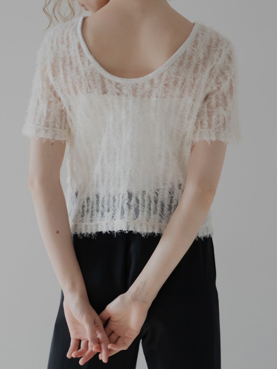 リボンヤーン2wayトップス リボンヤーンの刺繍