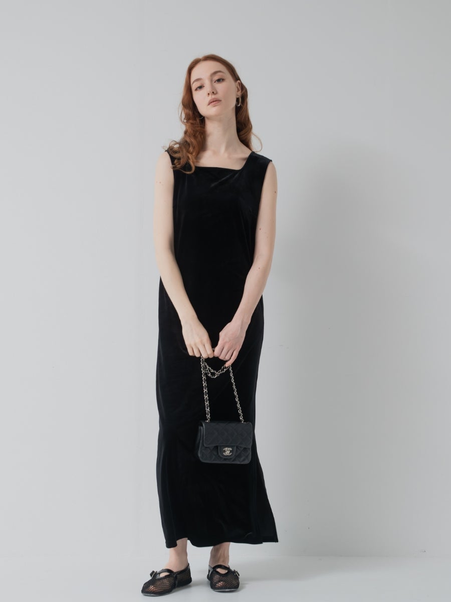 ベロアワンピース black