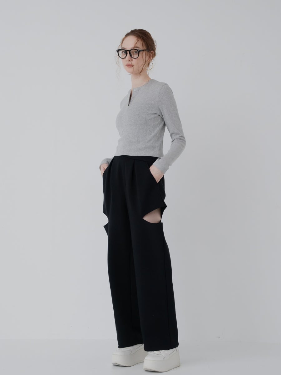 サイドスリットスウェットパンツ black