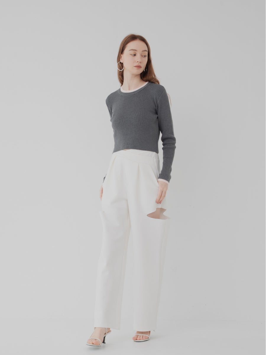 サイドスリットスウェットパンツ white