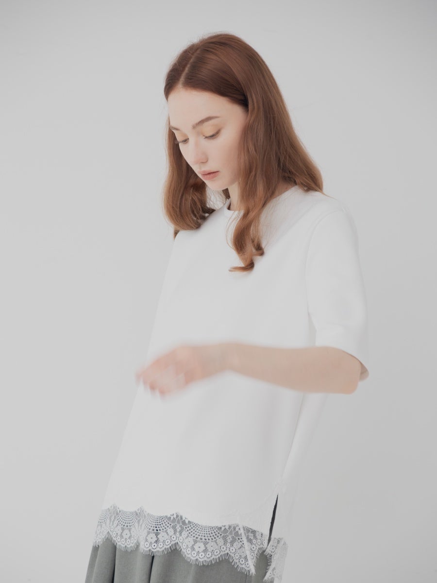 レースヘムトップス white