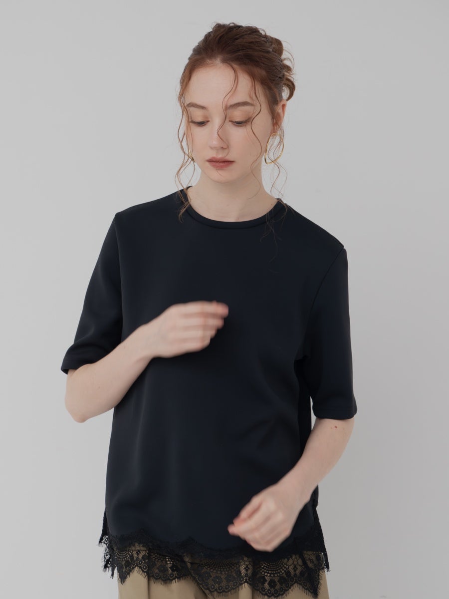 レースヘムトップス black