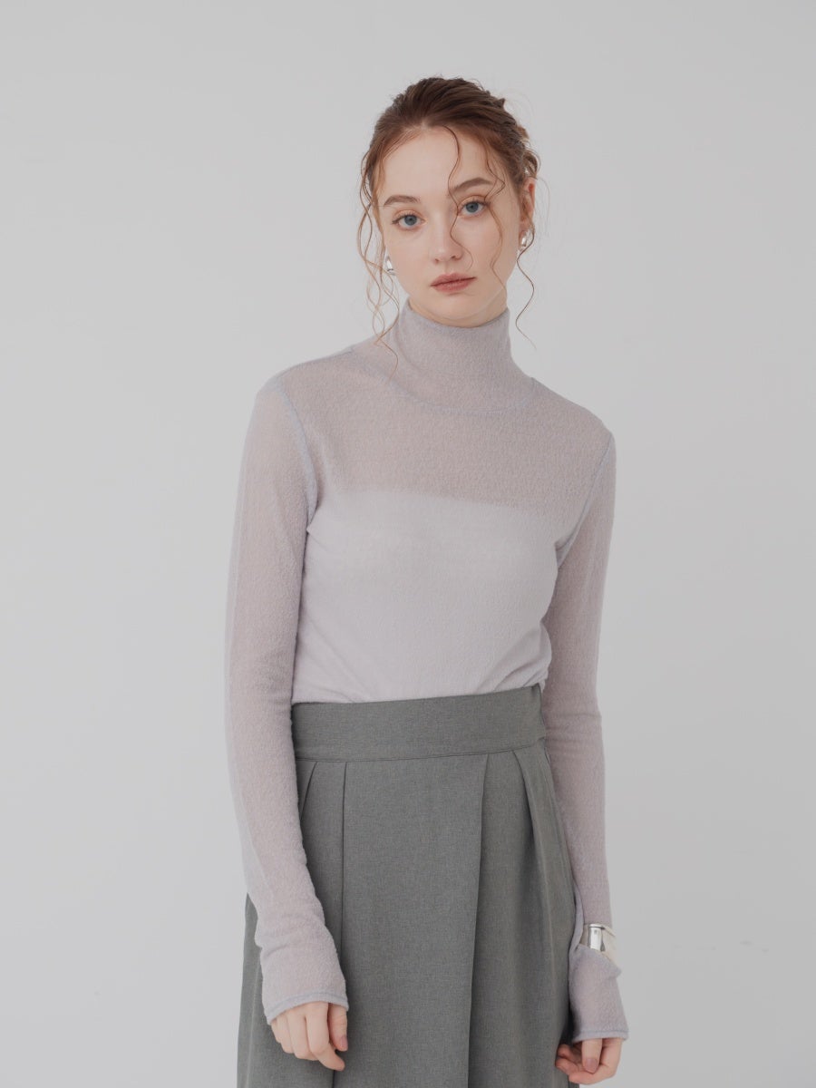 ウールハイネックトップス gray