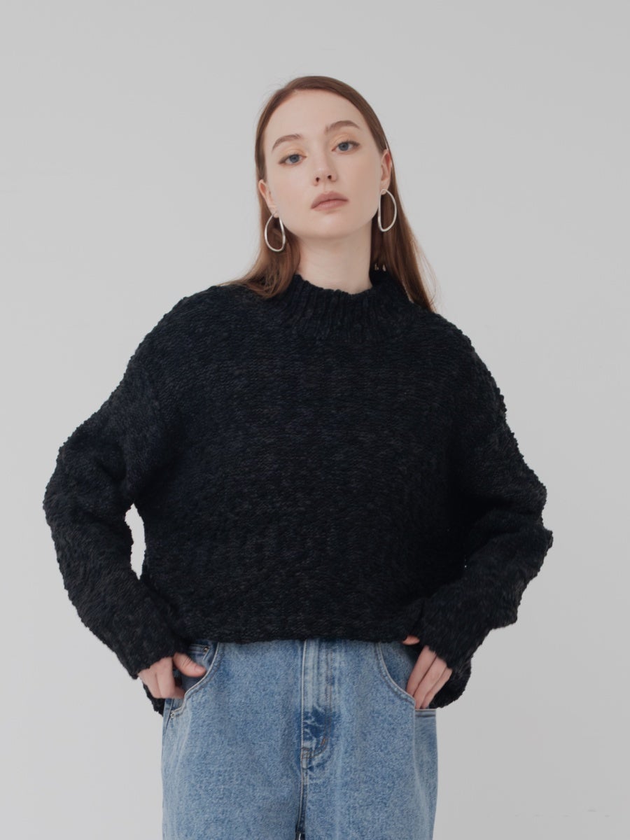 バックオープンニット black