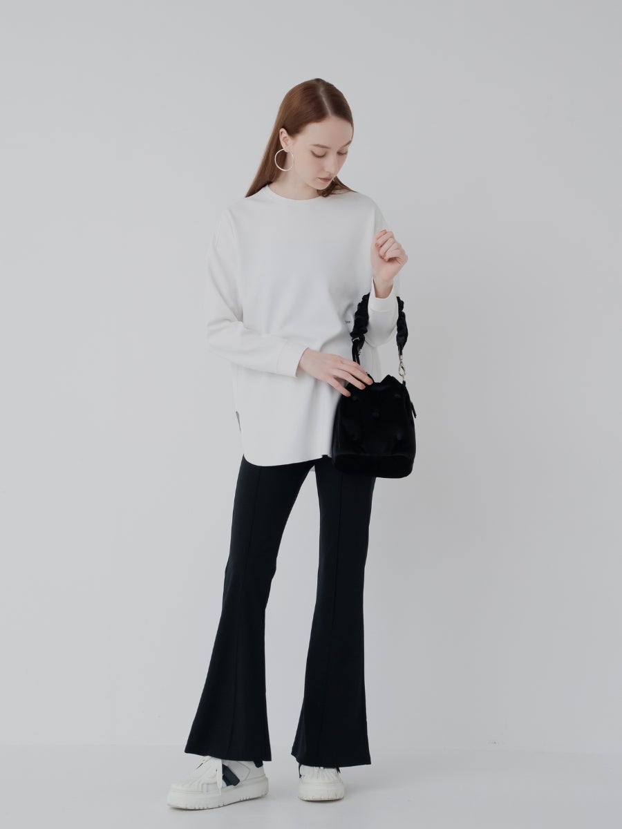 ベロアギャザーストラップバッグ black